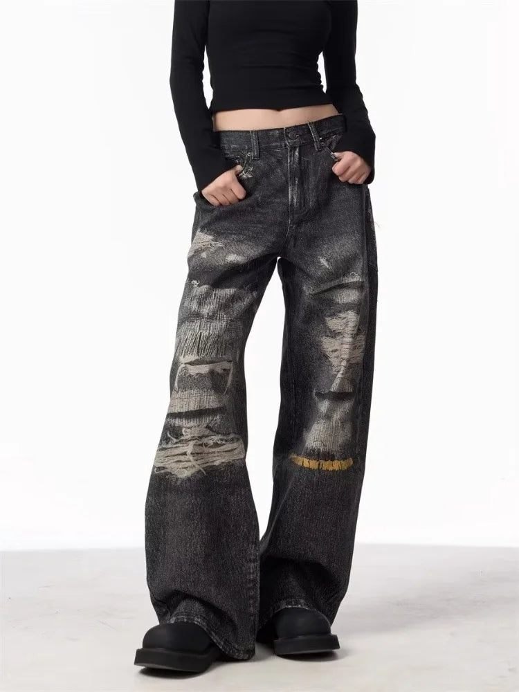 Vintage Streetware Black Ripped Baggy Jeans
