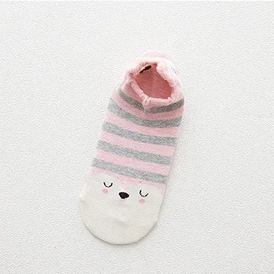 Cute Cartoon Animal Cotton Invisible School Socks