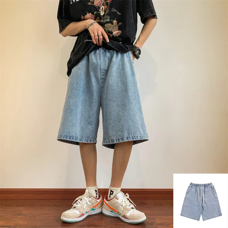 Koreaanse retro baggy denim shorts jeans