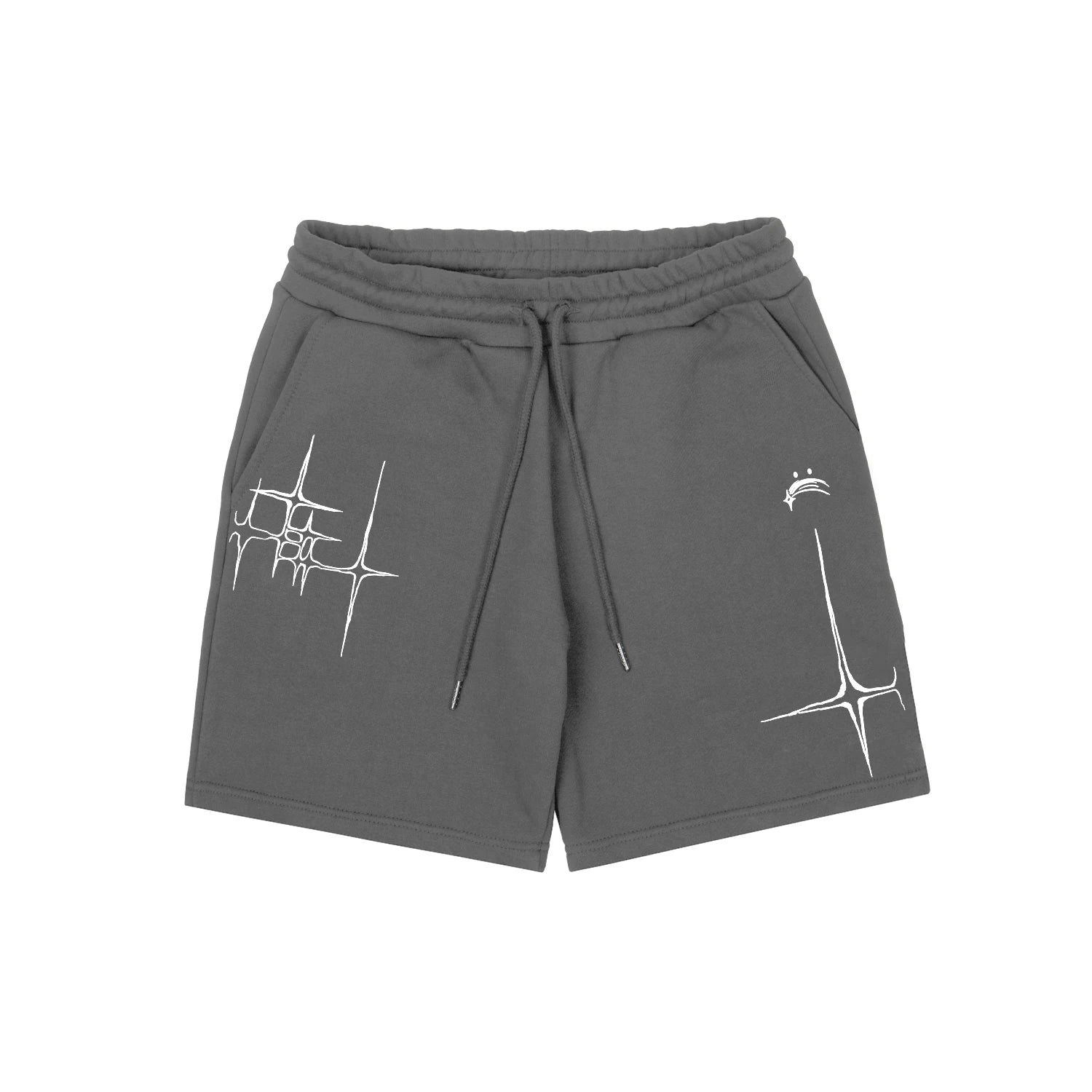 Pantaloncini oversize con stampa grafica lirica