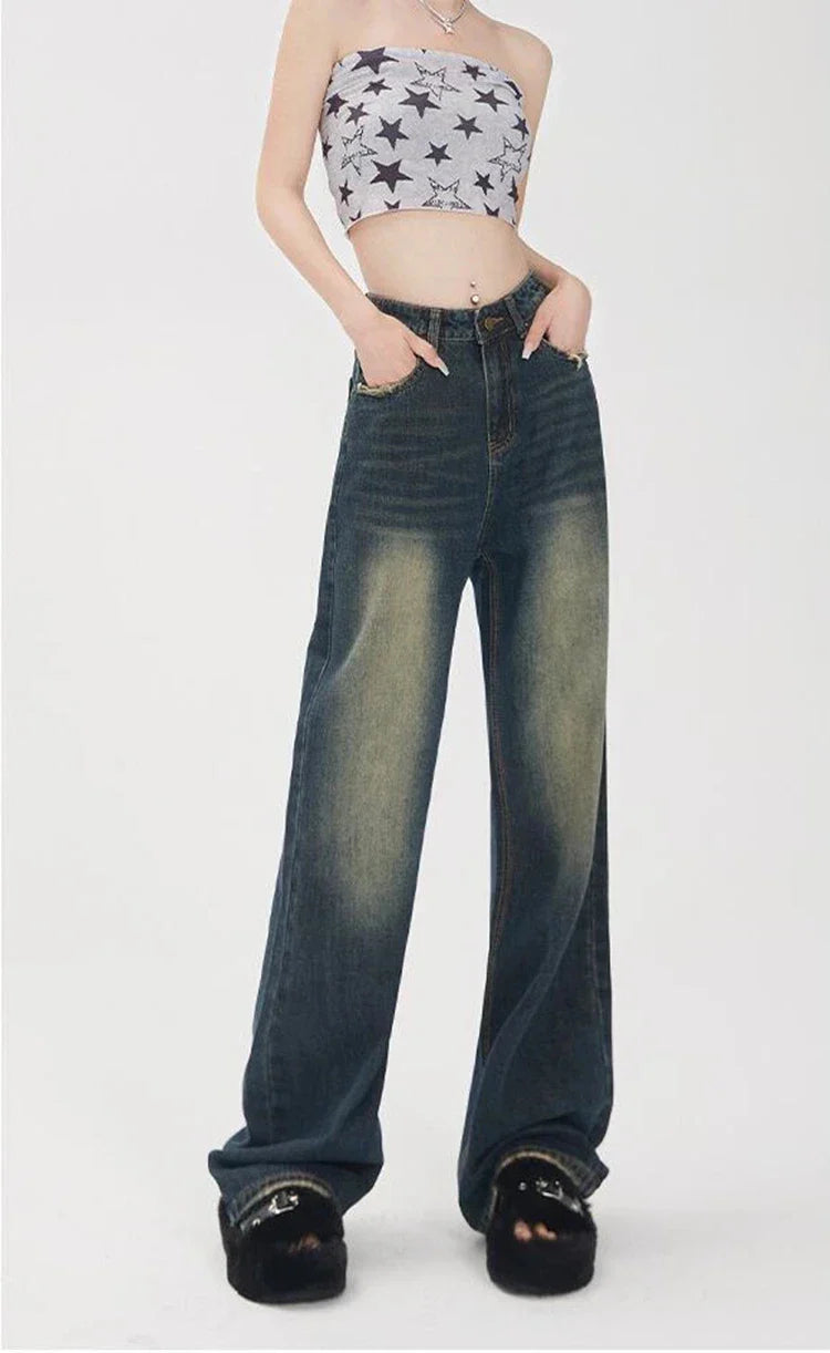 Women Streetware High Waist Wide Leg Jeans