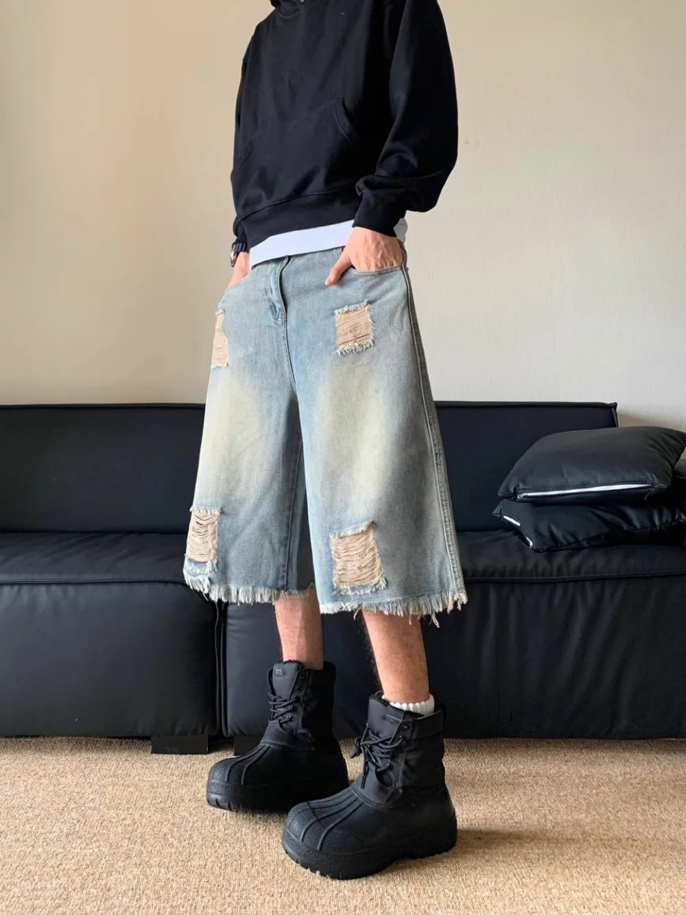 Washed Distressed Jorts