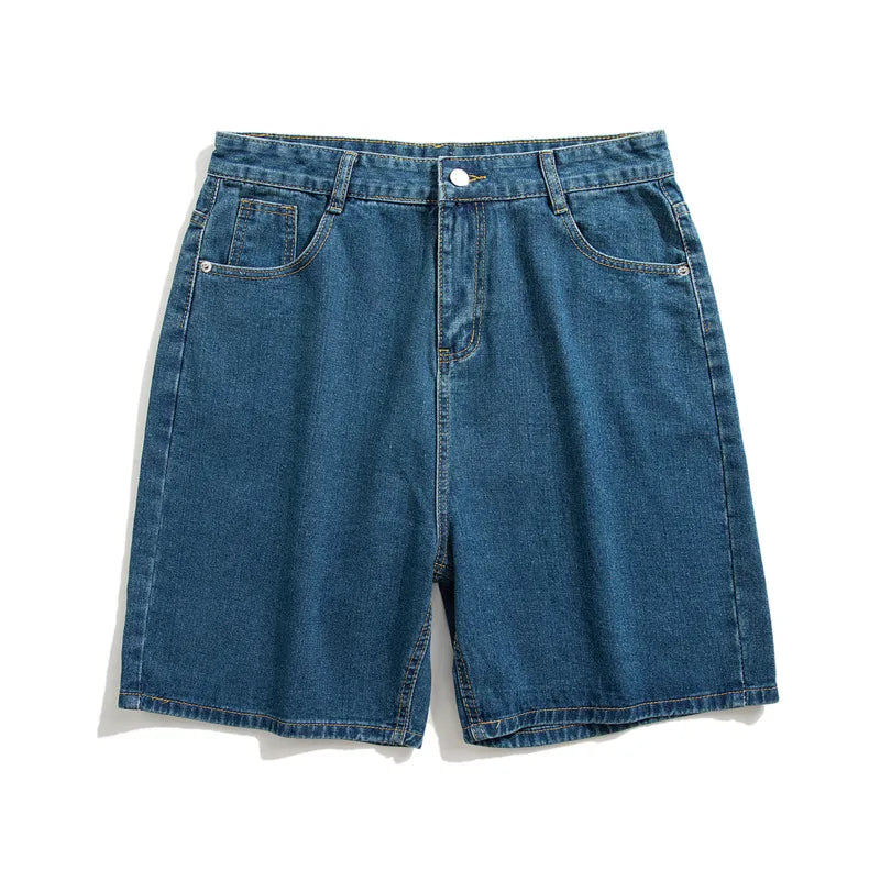 Blue Casual Straight Denim Shorts Jeans