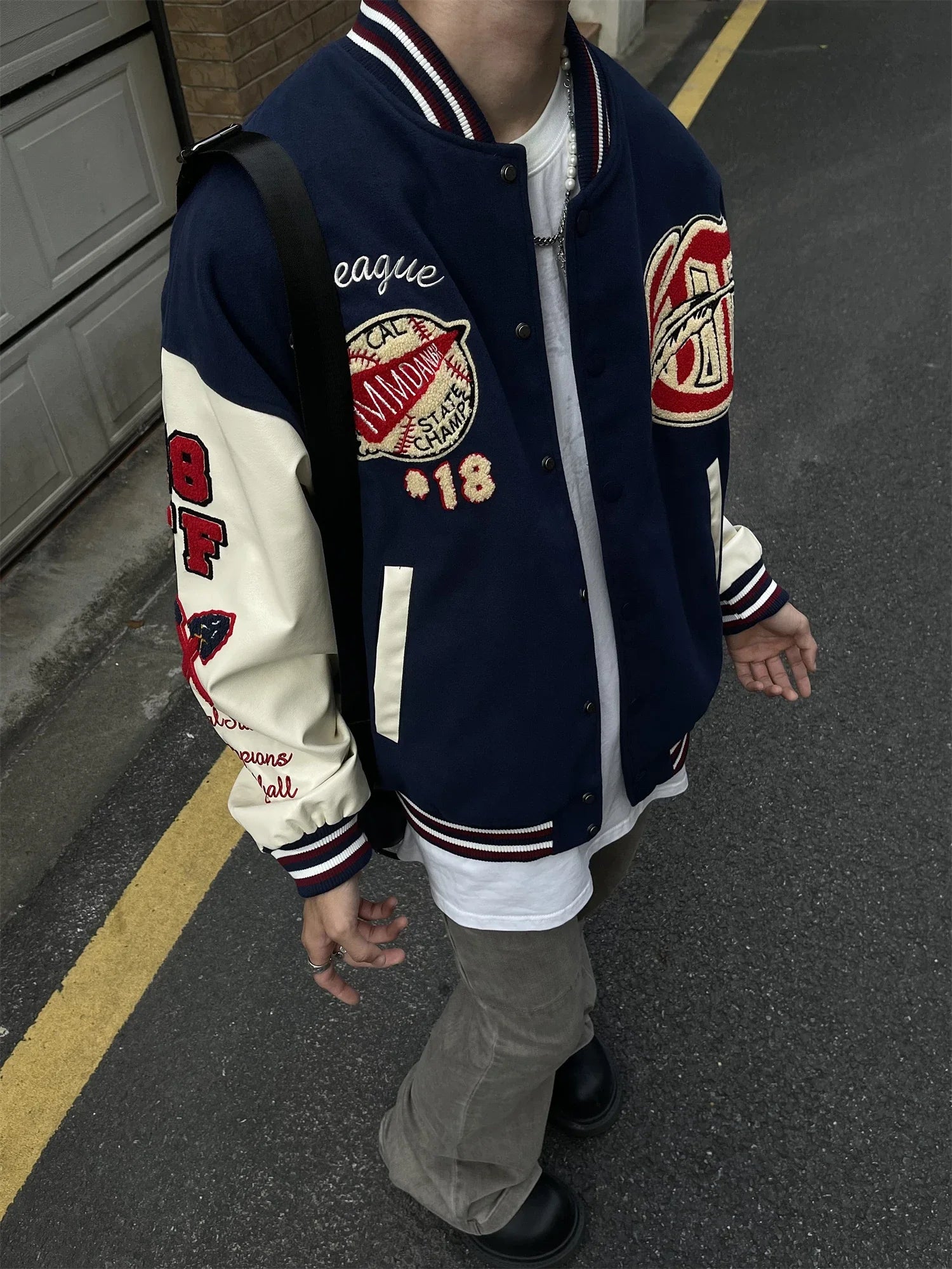 Vintage Embroidered Baseball Patchwork Varsity Jacket
