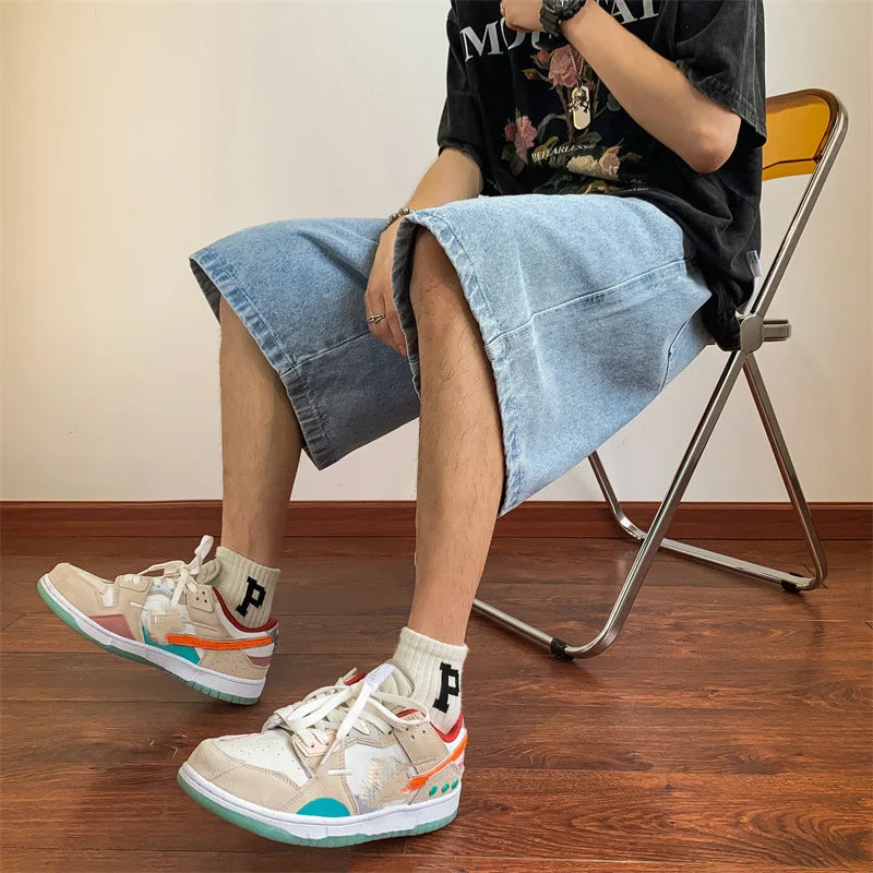 Koreaanse retro baggy denim shorts jeans