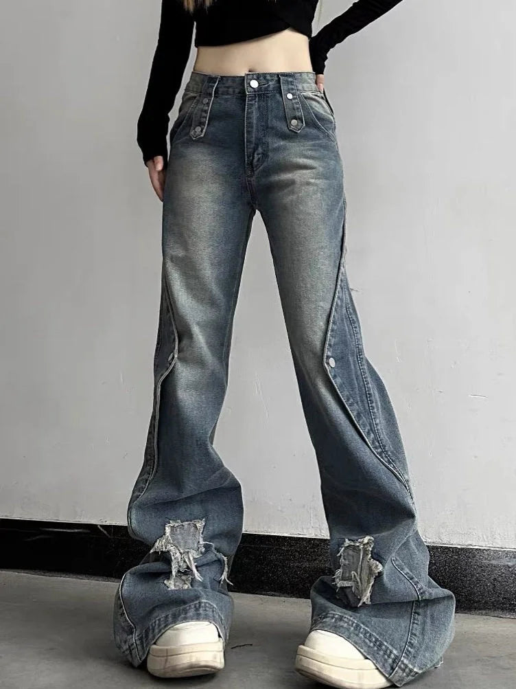 Jean large taille haute cool