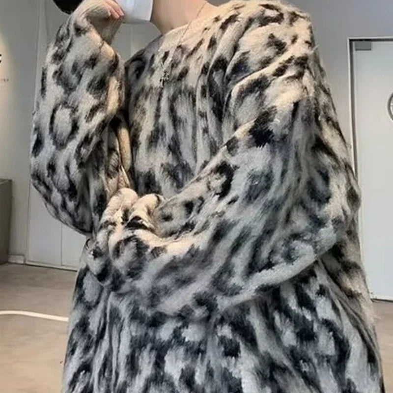 Trendy Cozy Vintage Classic Knit Mohair Sweater