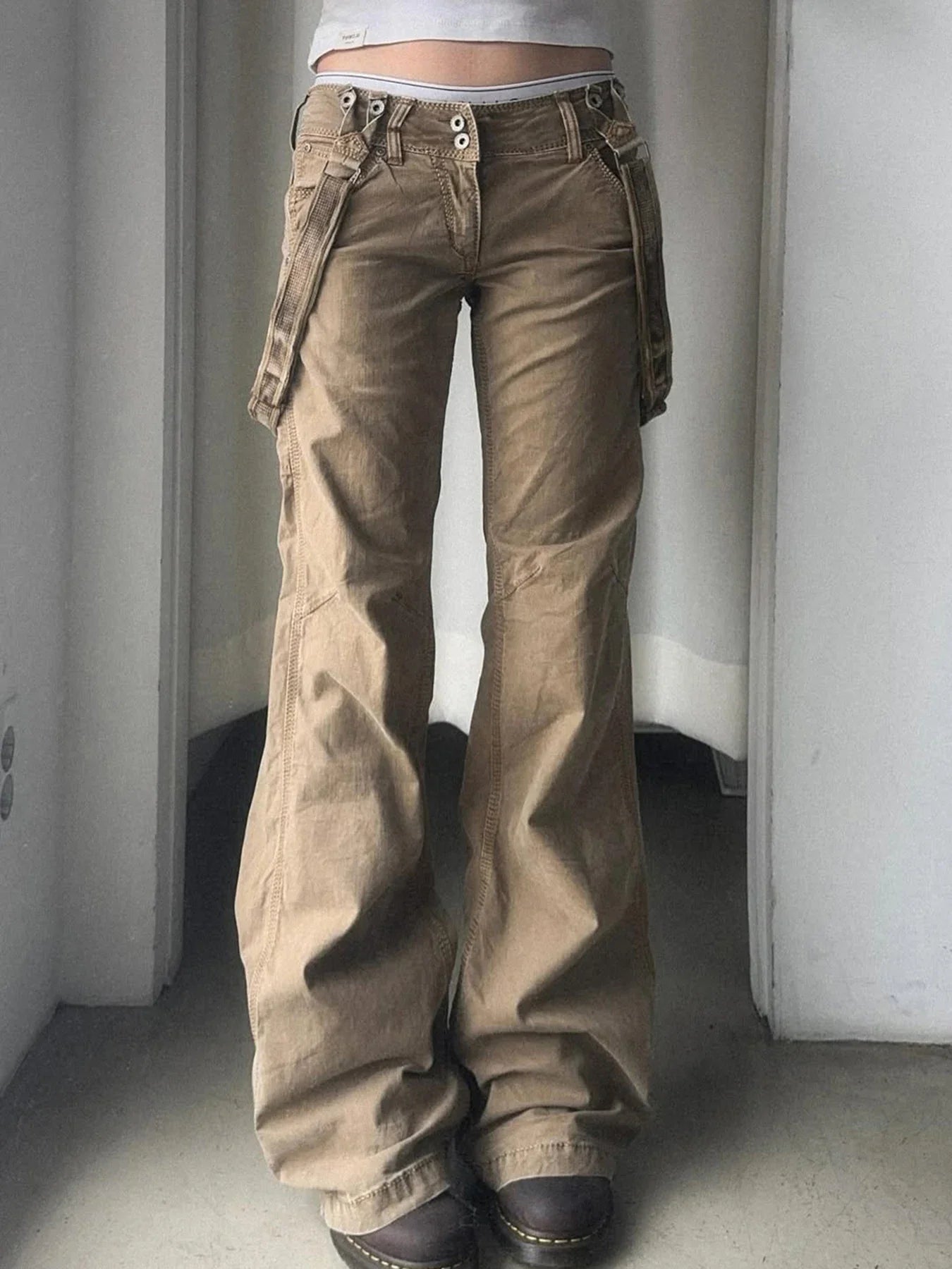 Vintage Grunge Ribbon Patchwork Flared Jeans