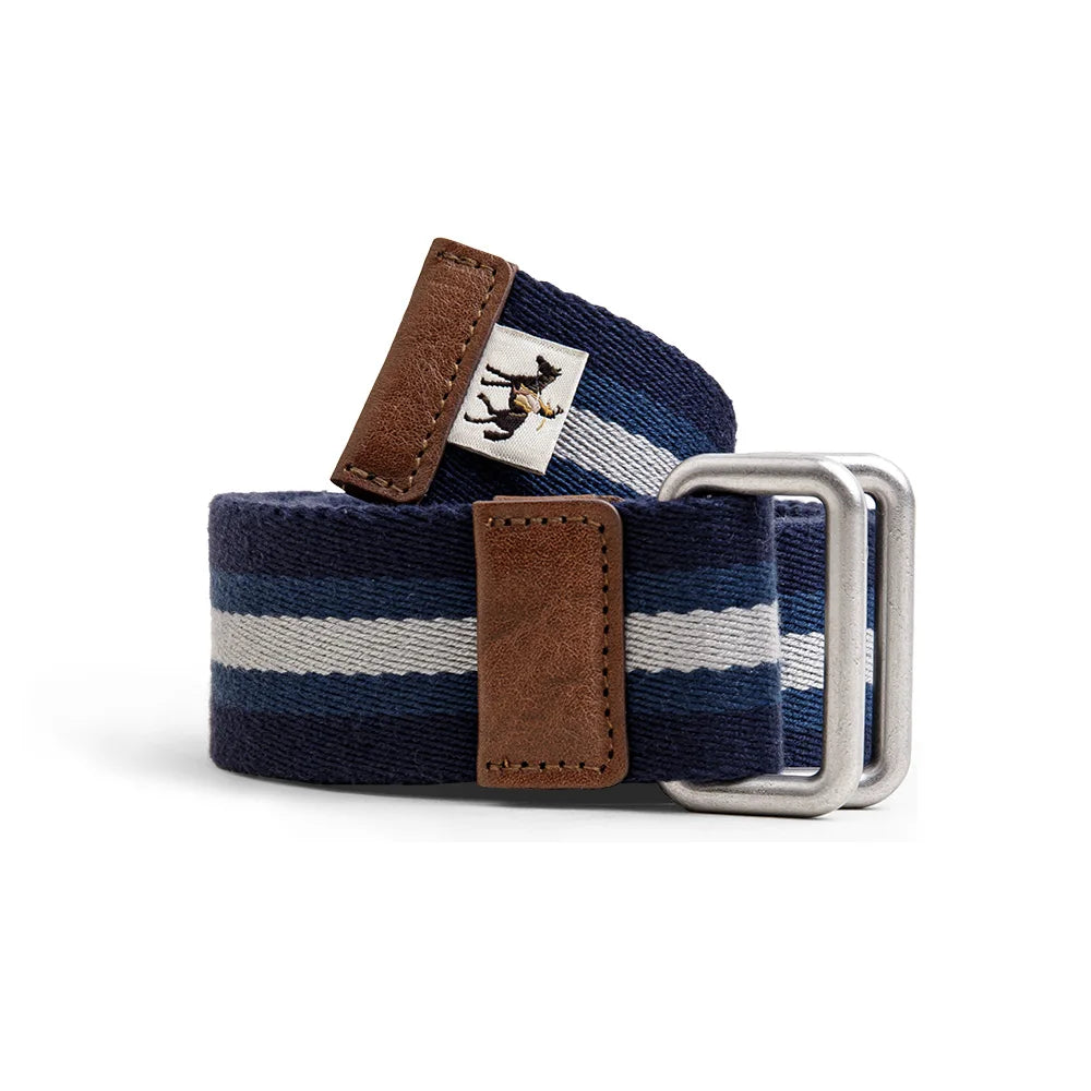 Blue and White Colorblocking Double Ring Belt