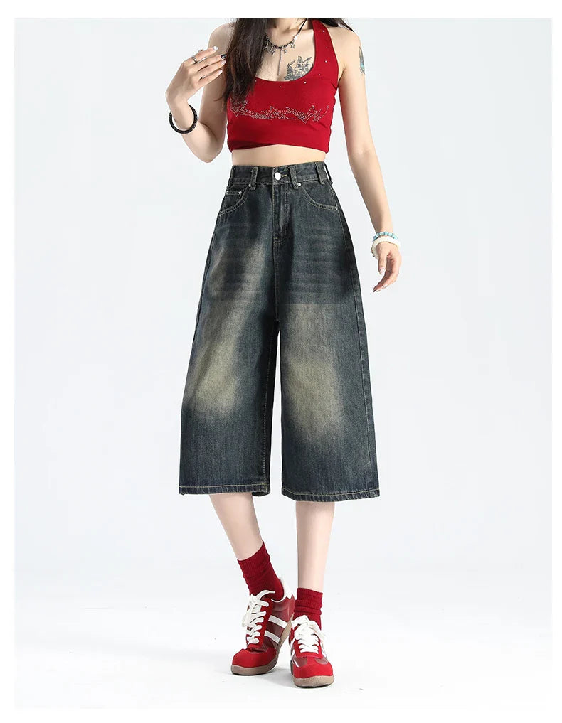 Blue Vintage High Waist Denim Short