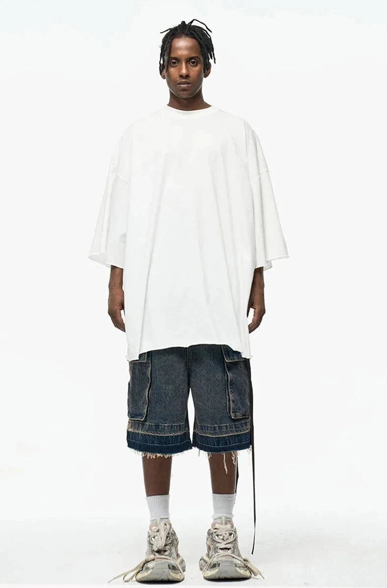 Jorts amples délavés à poches zippées