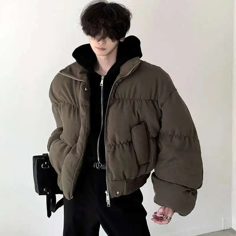 Men Retro Thickened Cotton Winter Bomber Jacket