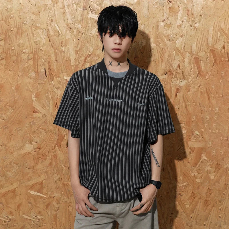 All-Day Warmth Stripe Printed Short Sleeve T-Shirt