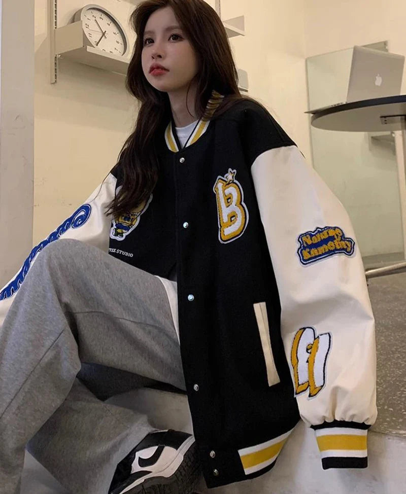 Women American Style Baseball Embroidered Jacket