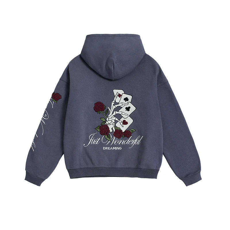 Sudadera con capucha vintage lavada y bordada