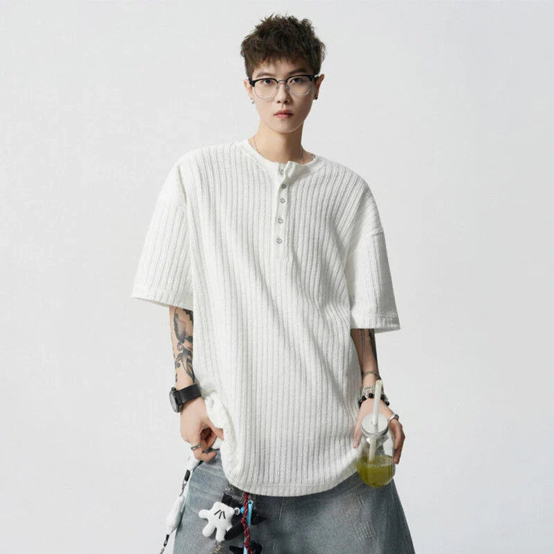 Cool Button Design Solid Color Round T-Shirt