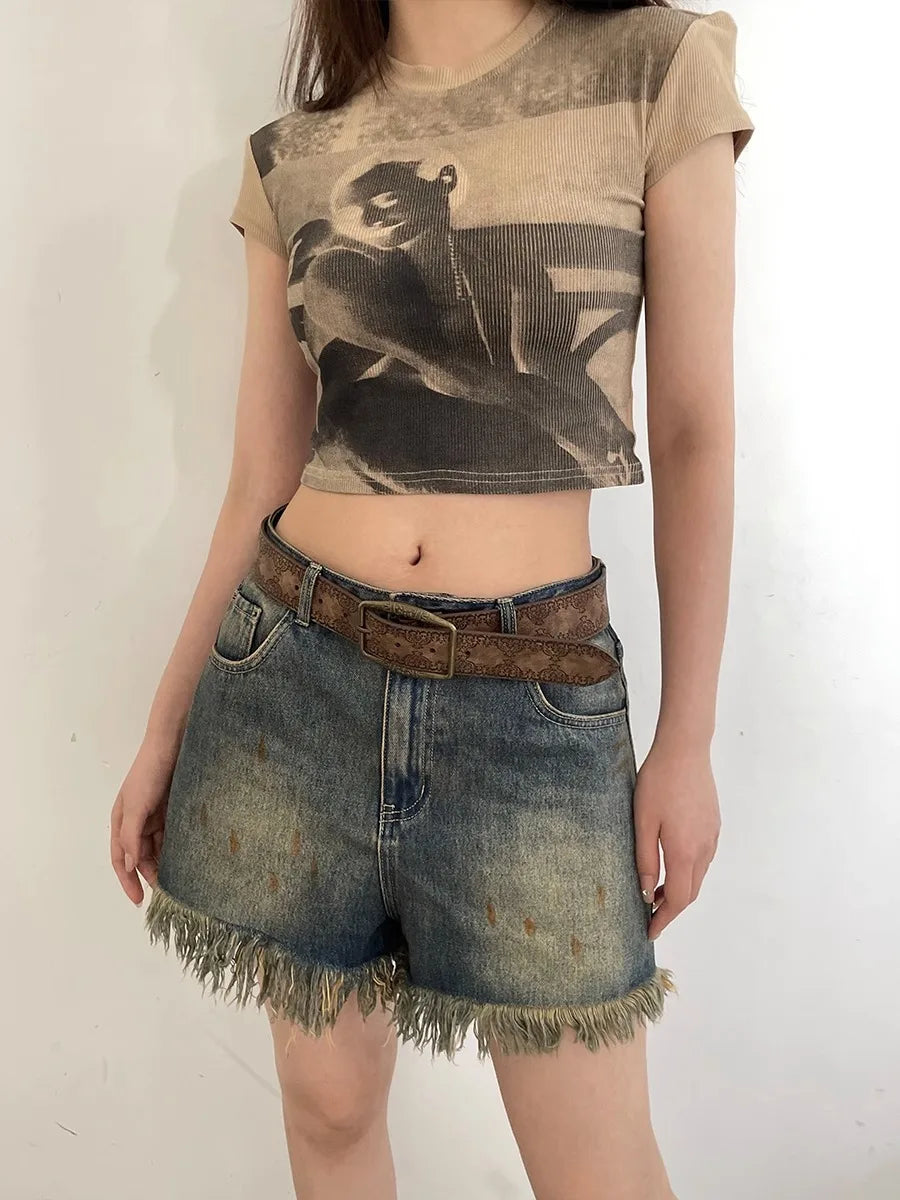 Y2K Washed PU Brown Belt