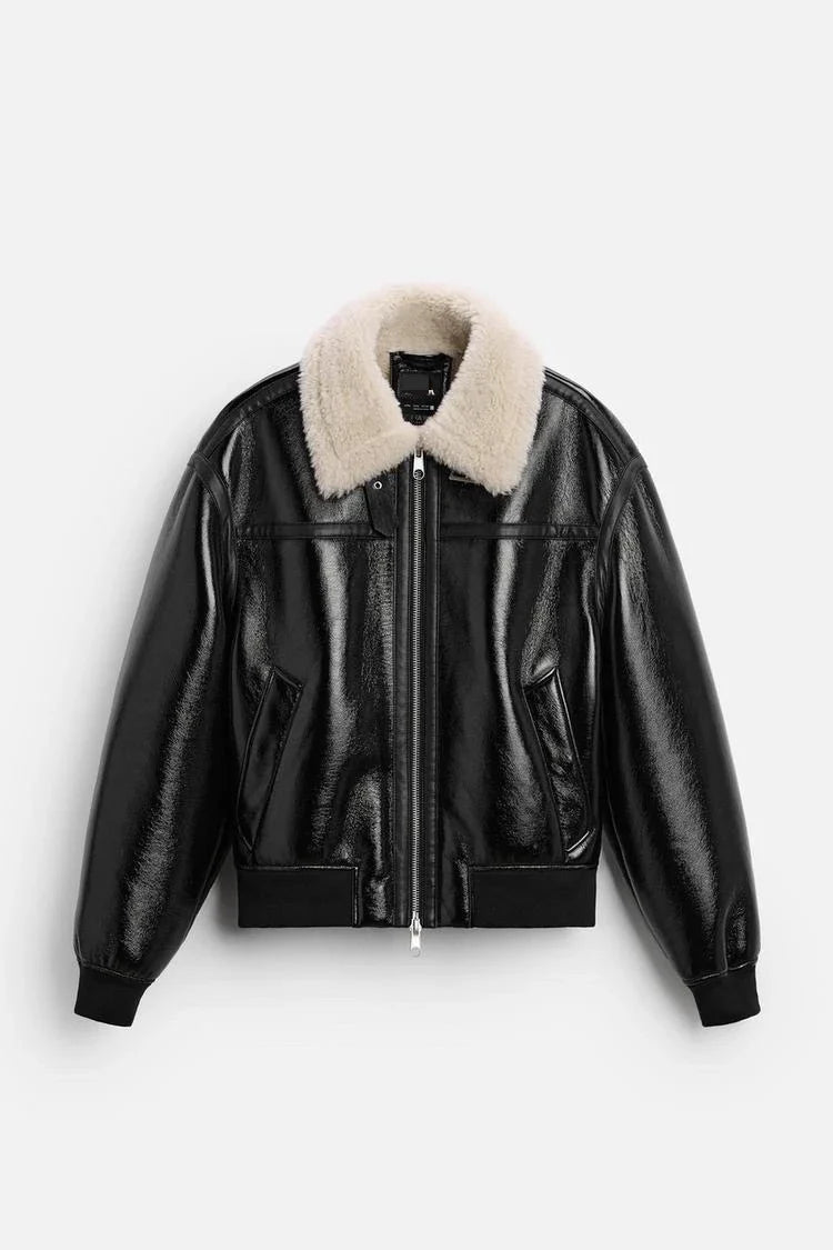 Flattering Thickened Imitation Fur Leather Jacket