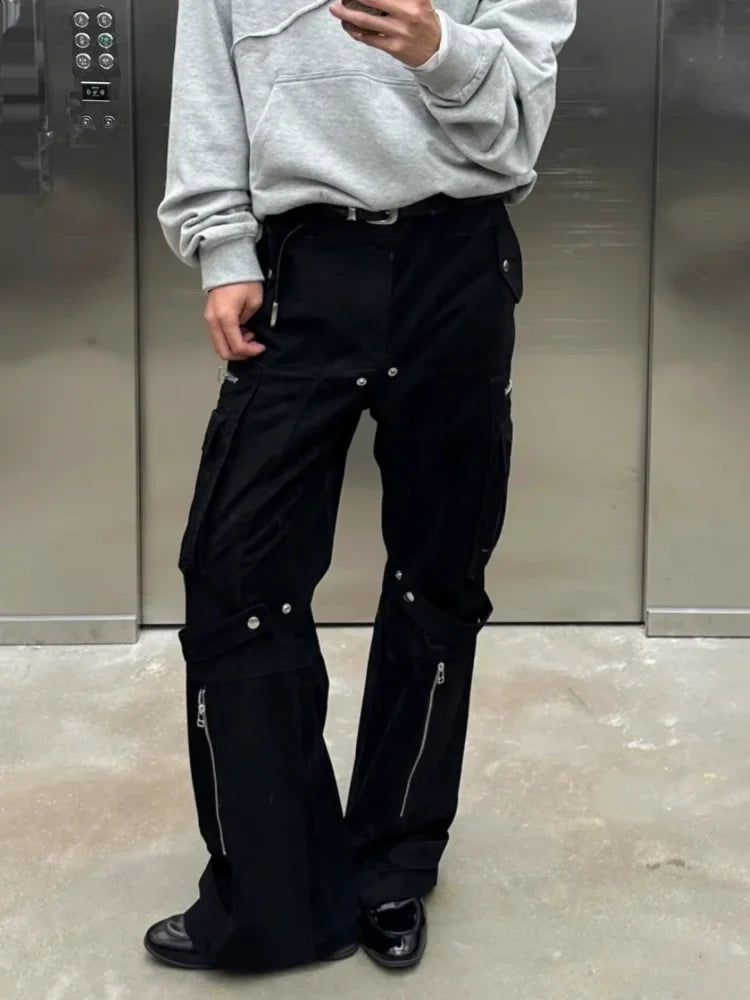 Y2K Black Cyber Slim Cargo Jeans
