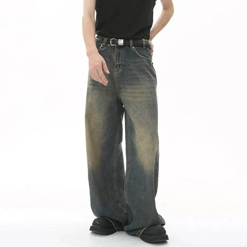 Oude blauw gewassen rechte jeans - Oude Blauwe / XS