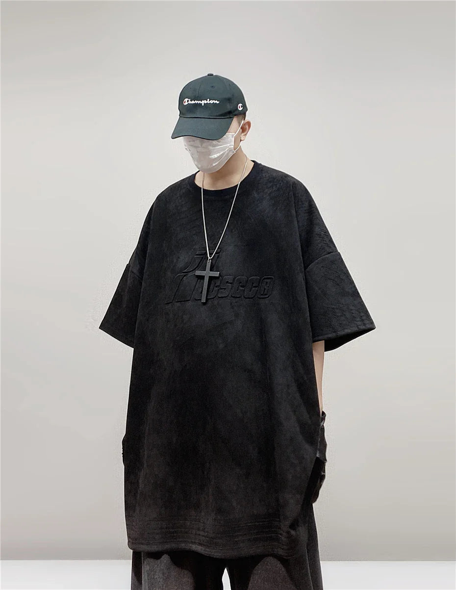 Camiseta de hip hop de ante repujado