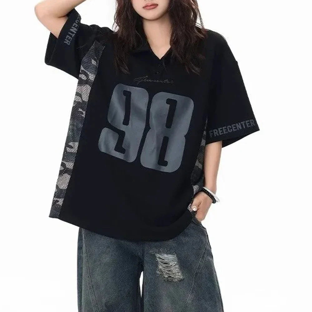 Retro Digital Loose Casual Short-Sleeved T-Shirt