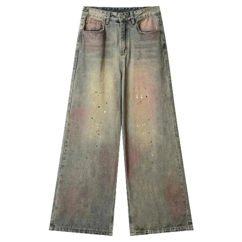 Jean large dégradé vintage pour femme