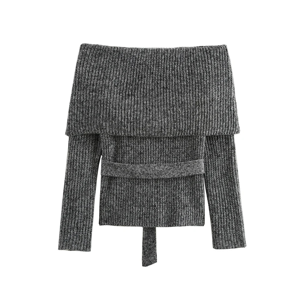 Casual Solid Knitting Slash Neck Sweater