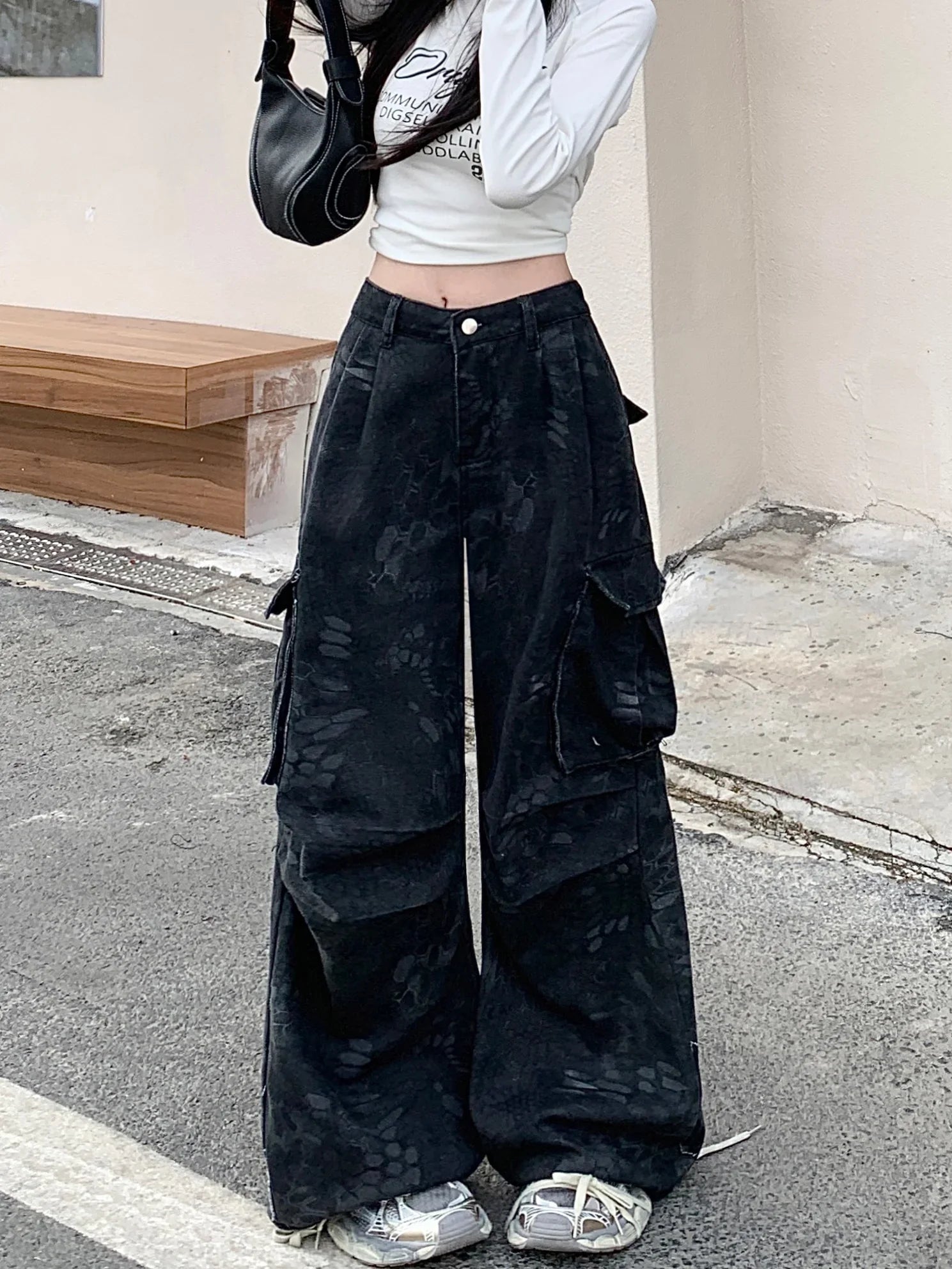 Y2K Black Cyber Cargo Jeans Jeans