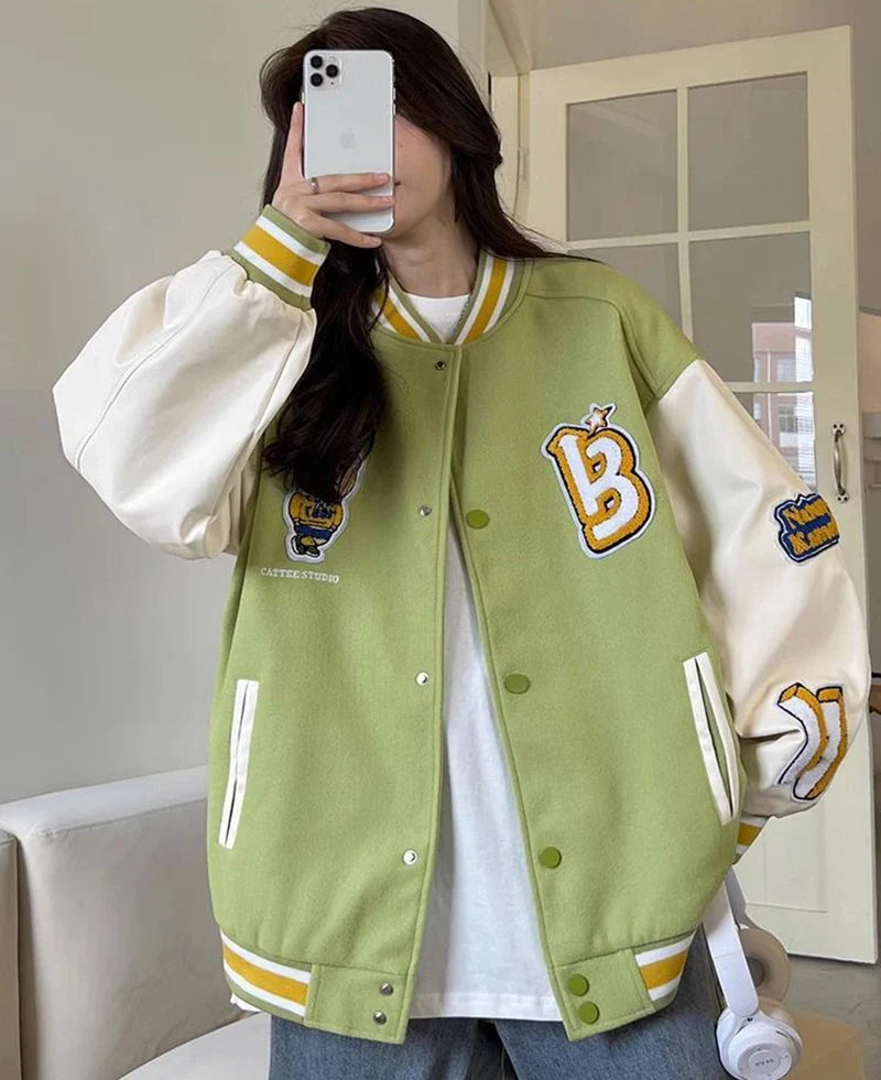 Women American Style Baseball Embroidered Jacket