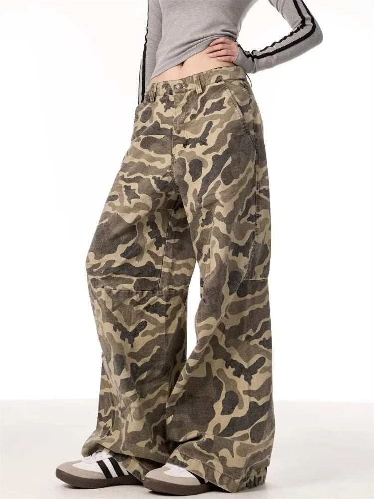 Vintage Camouflage Baggy Wide Leg Jeans