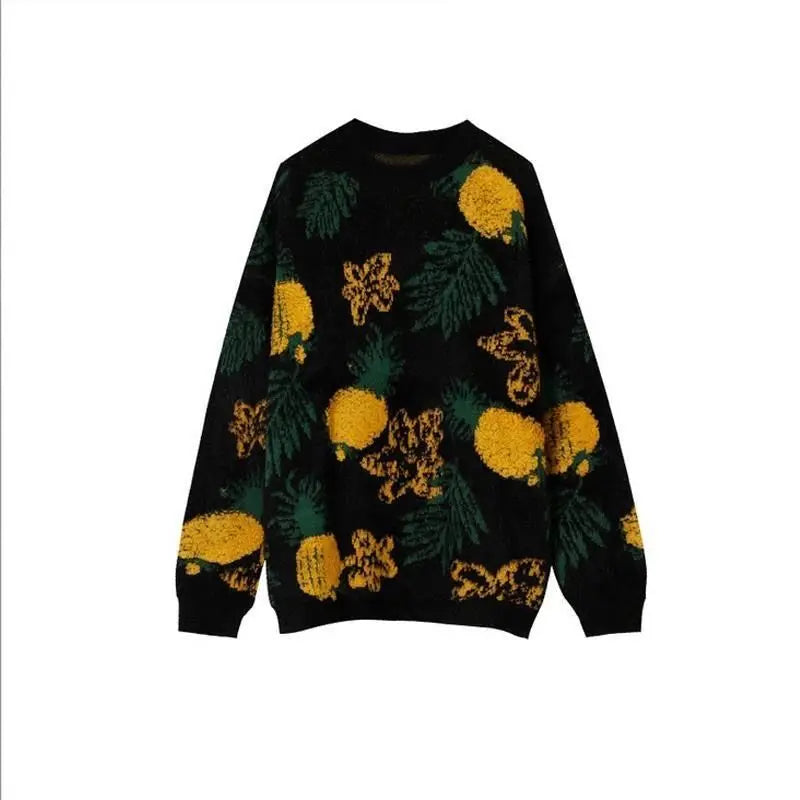 Men Cozy Pineapple Jacquard Knitted Cool Sweater