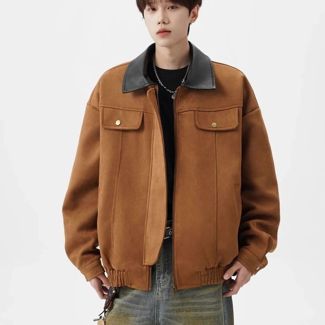 Veste à revers en tissu cinétique à blocs de couleurs