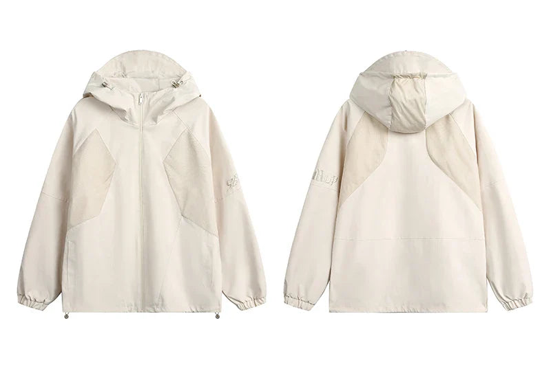 Patchwork Solid Thin Windbreaker Jacket