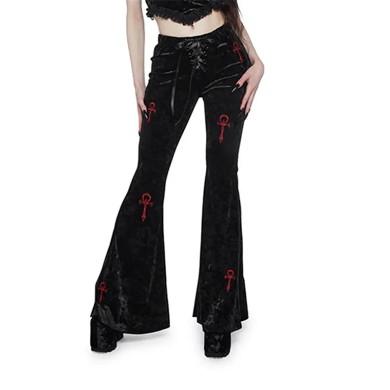 Velvet High Waist Flare Pants