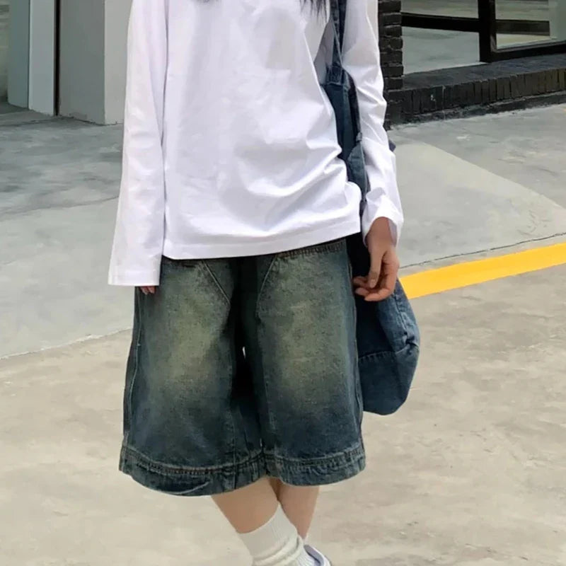 Pantaloncini cargo in denim vintage