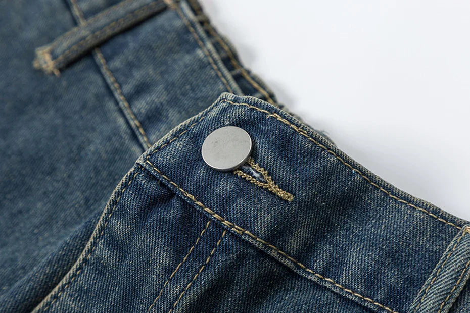 Vintage denim shorts met sterrenpatch