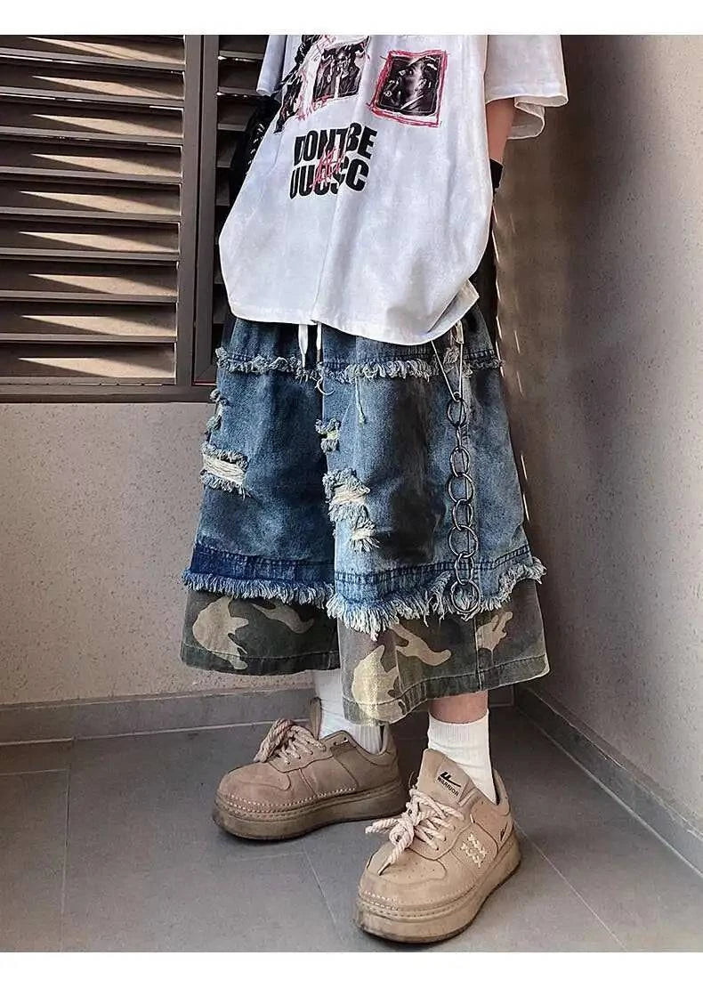 Stylish Personalized Camouflage Denim Jorts