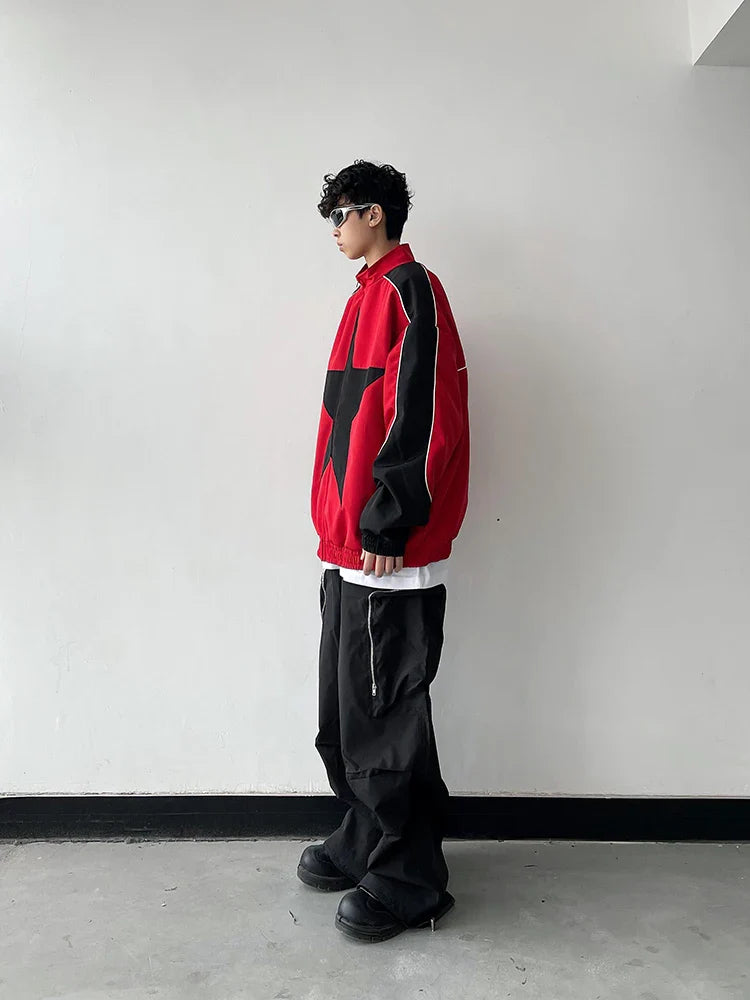 Retro Patchwork Star Varsity Jacket