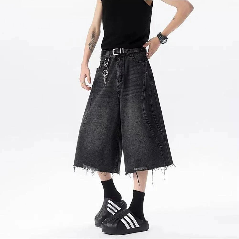 Autumn Solid Color Wide Leg Cropped Jorts