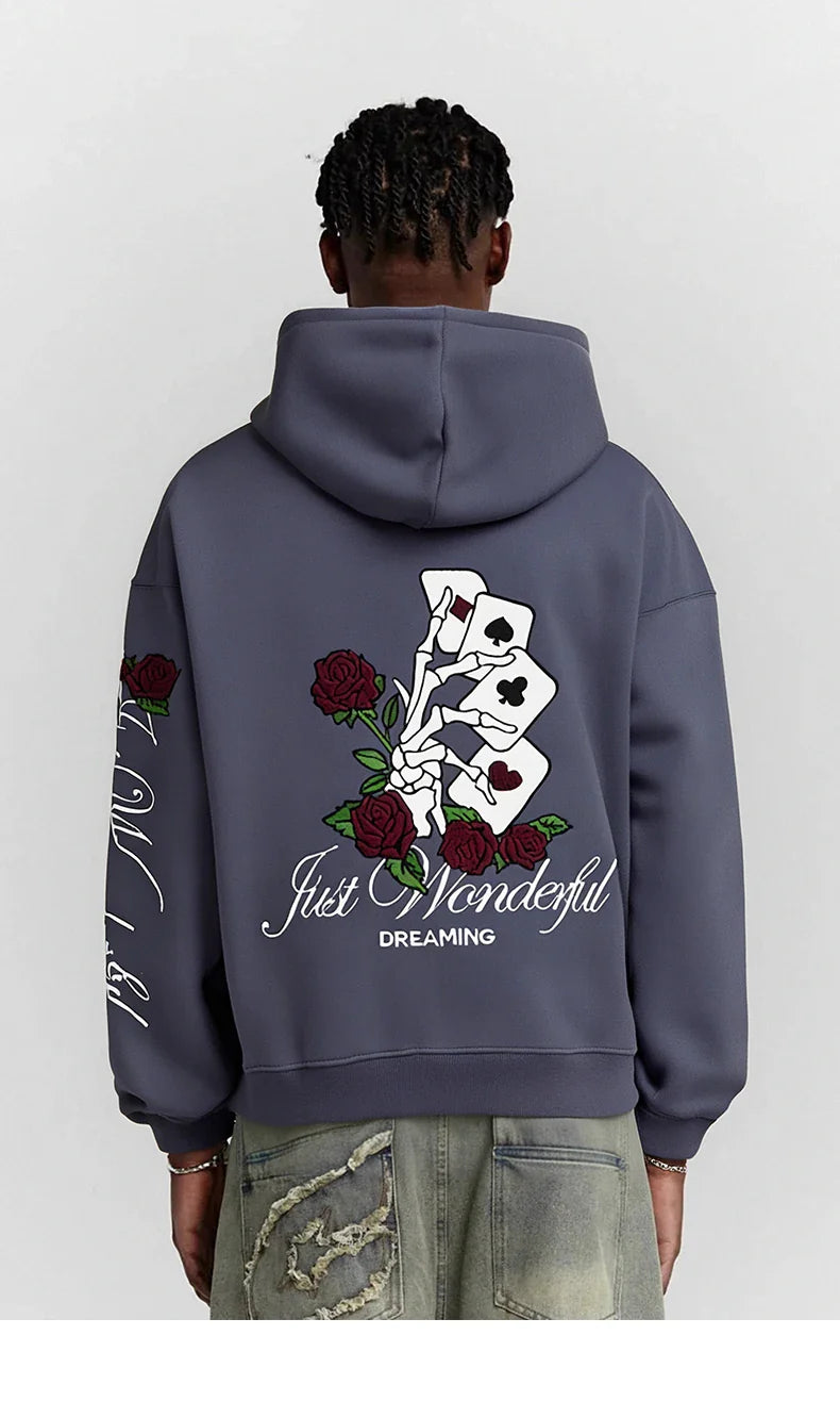 Sudadera con capucha vintage lavada y bordada