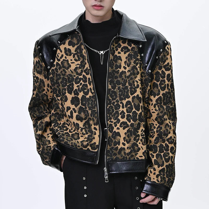 Figure-Flattering Leopard Print Lapel Jacket