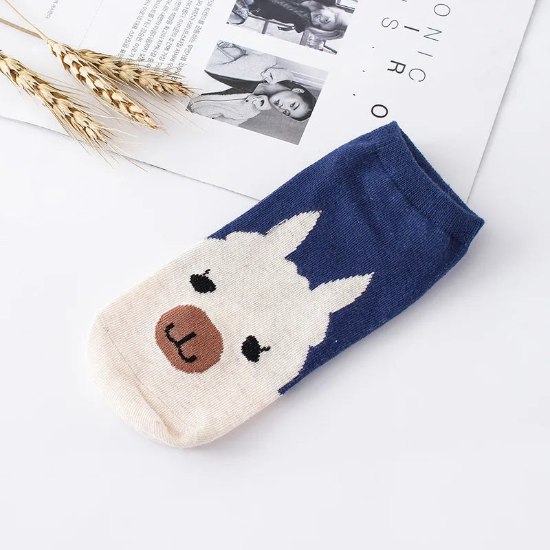 Cute Animal Print Womens Ankle School Socks