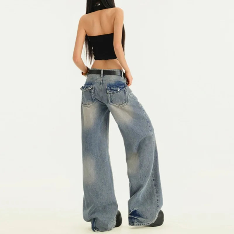 Vintage Blue Aesthetic Punk Baggy Jeans