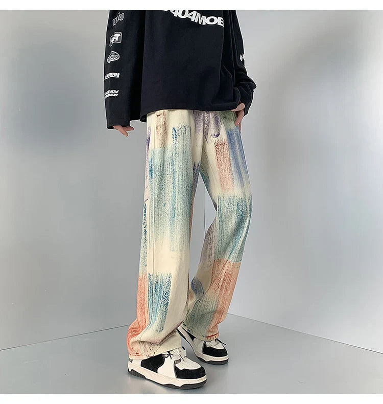 Colorful Graffiti Tie Dye Loose Jeans