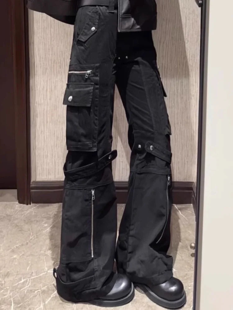 Y2K Black Cyber Slim Cargo Jeans