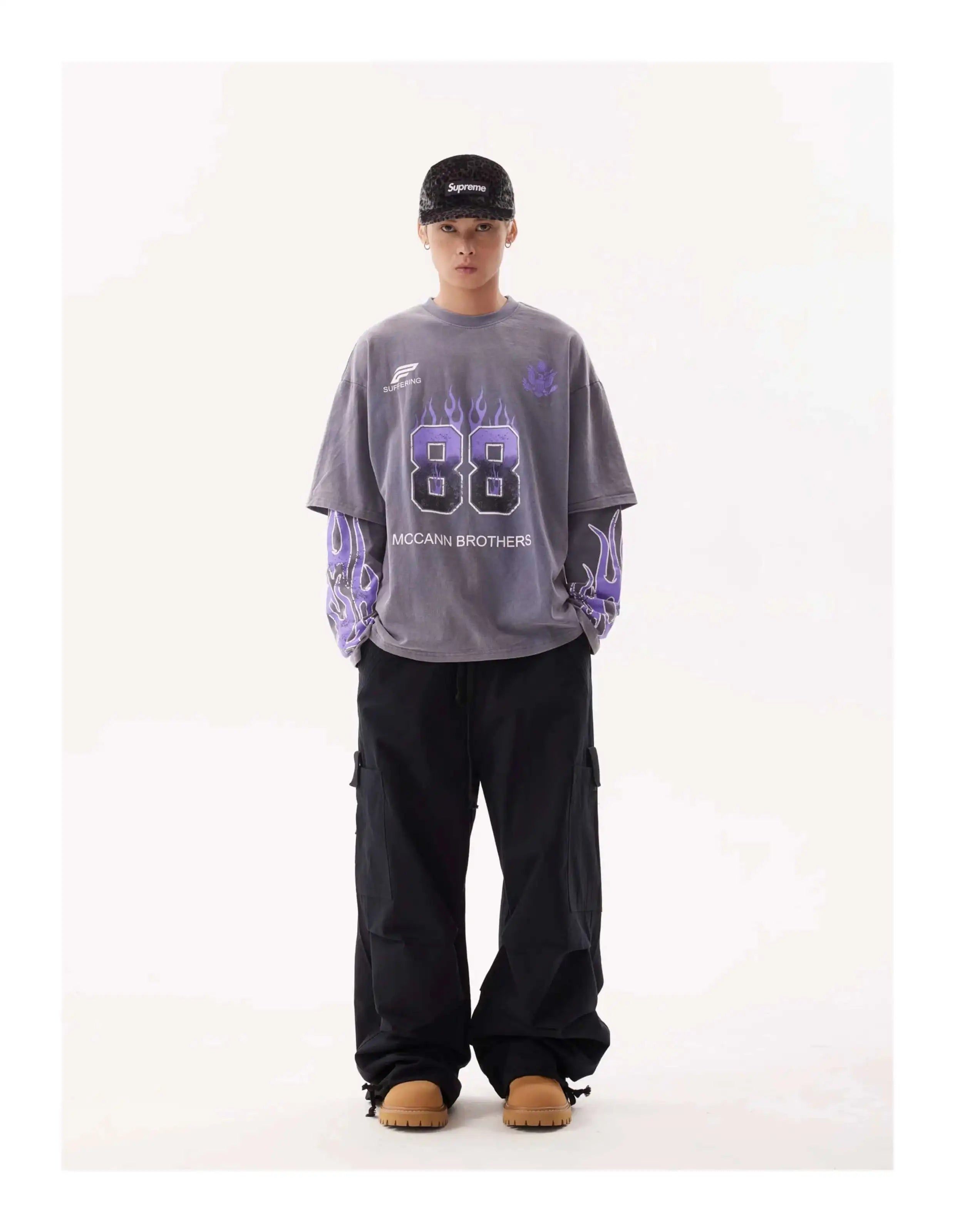 Vintage American Style Letter Print Long Sleeve T-Shirt