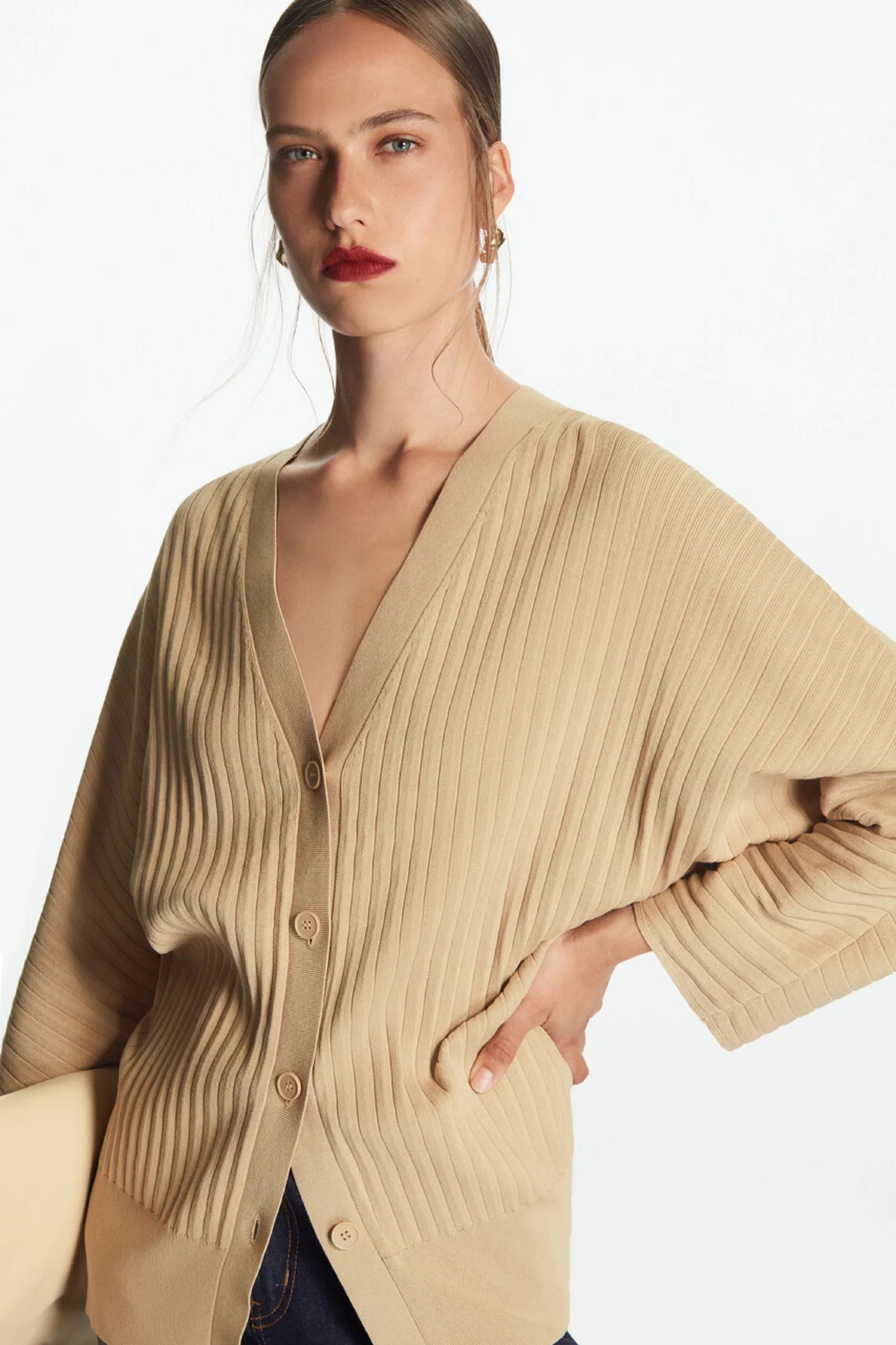 Vintage Ethereal Autumn Ribbed Long Sleeves Cardigan