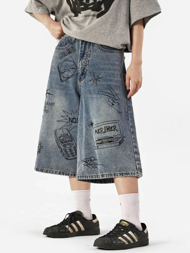 Y2K Women's Printed Washed Jorts