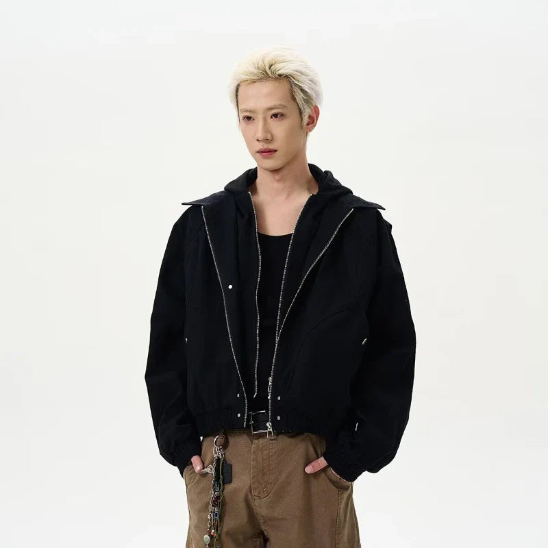 Patchwork Silhouette Retro Hooded Jacket